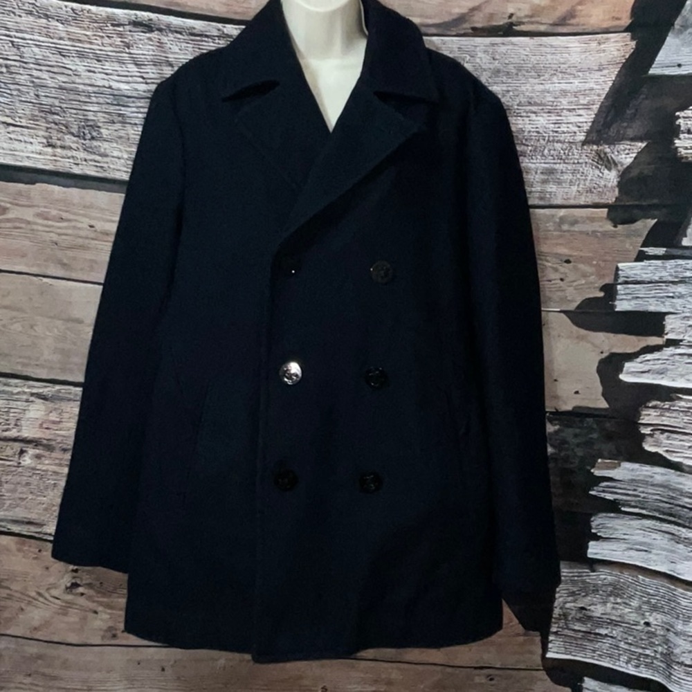 💲Claiborne, Navy Wool Blend Coat, Med.